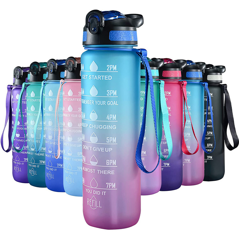 Water Bottles With Protective Sleeve, Sports Motivational Water Bottle With  Straw, Big Water Bottle With Time Markings & Handle Wide Mouth Water Jug  For Outdoor Gym - Temu United Arab Emirates