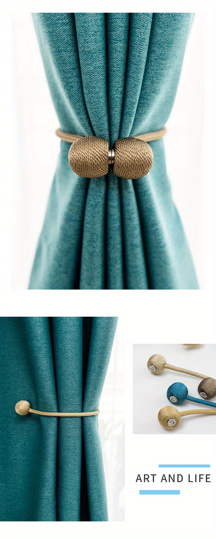 2pcs, 22 Colors Ball Curtain Tiebacks Tie Rope Accessory Rods Accessories Backs Holdback, Buckle Clips Hook Holder Home Decor