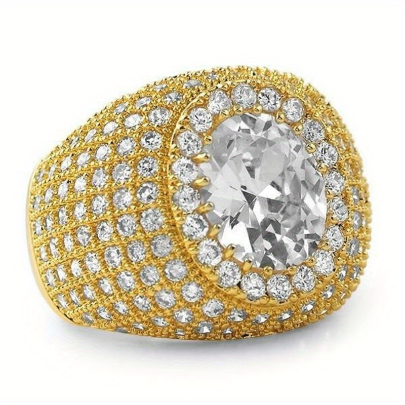 Silver Zircon Ring Wedding Engagement Business Men