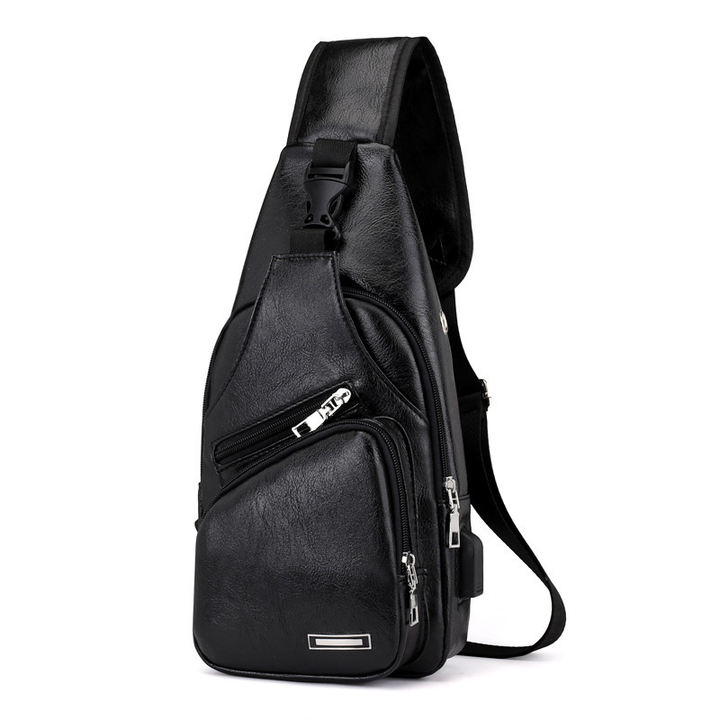 Casual Men's Shoulder Bag USB Chest Bag