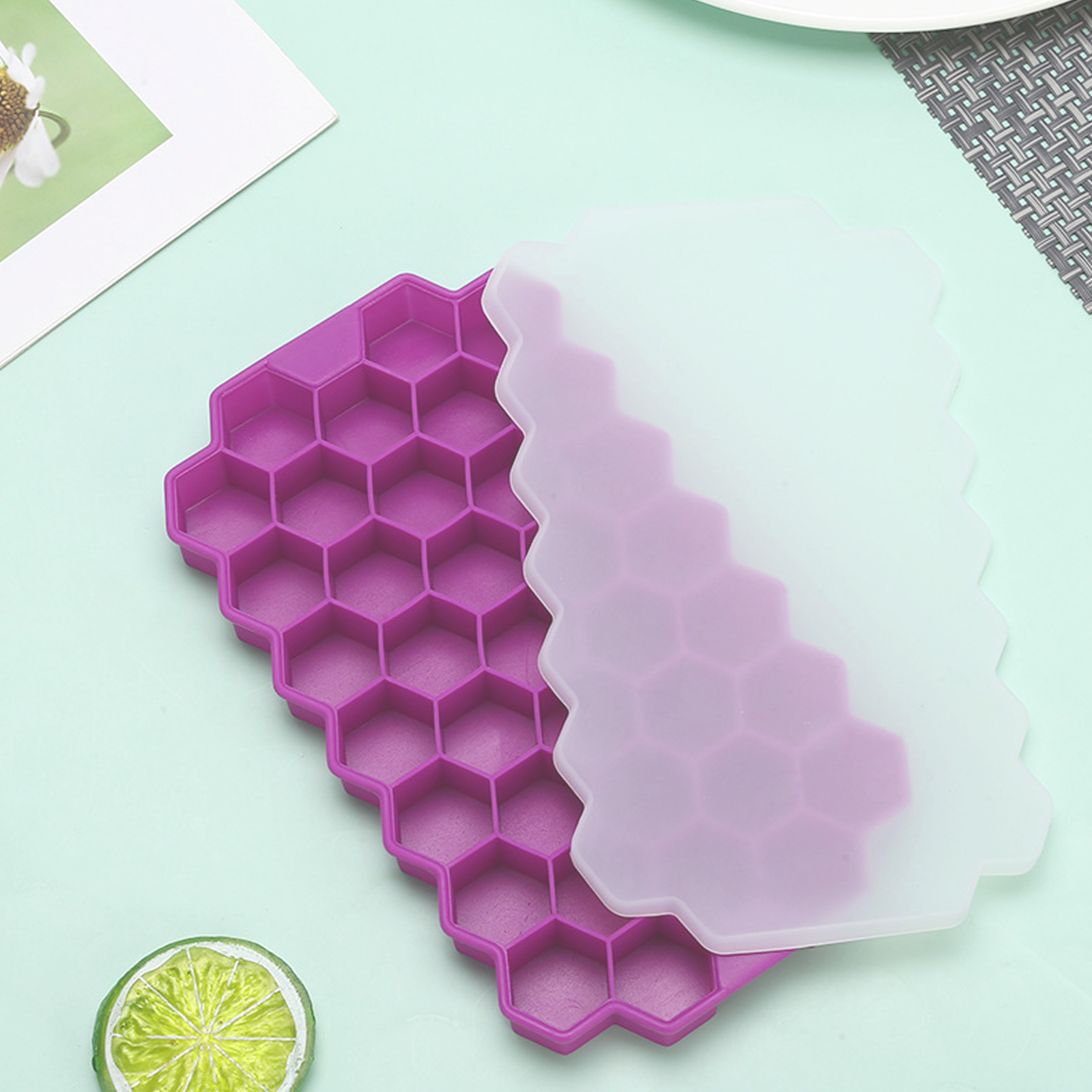 1pc Reusable 37 Grids Honeycomb Ice Cube Tray Silicone Ice Cube Mold 