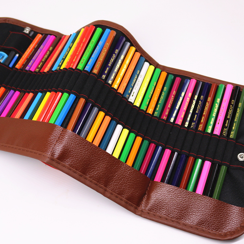 Stylish Black Pencil Case Roll - 36/48 Holes - Perfect For Boys