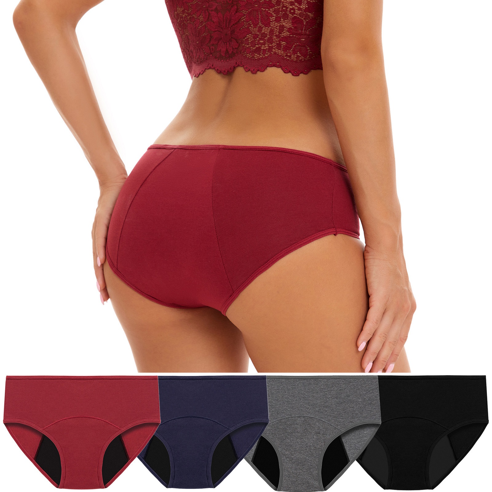 Solid Period Panties Simple Comfy Leak proof Stretchy Temu