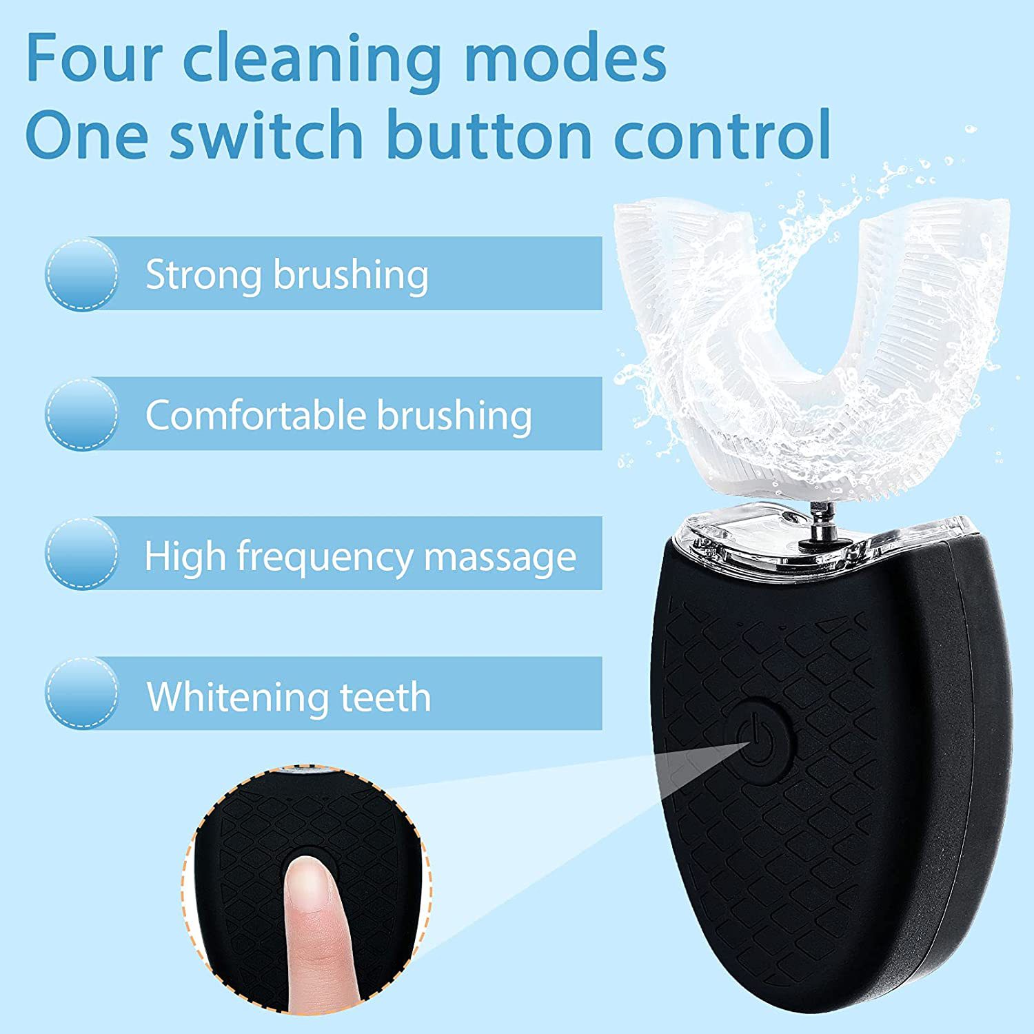 revolutionize your oral hygiene with the electric ultrasonic u shaped toothbrush 360 mouth cleansing led light waterproof ipx7 certified 3 cleansing modes whole mouth whitening details 2