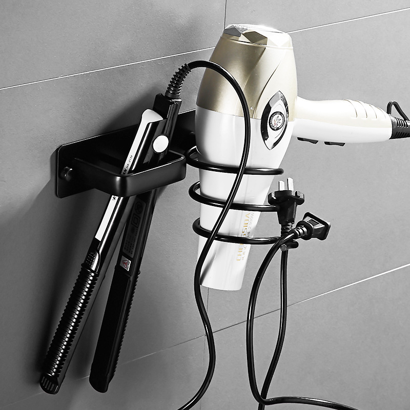 1pc Soporte de secador de pelo y alisador montado en la pared con estilo -  Fácil almacenamiento y organización en el baño
