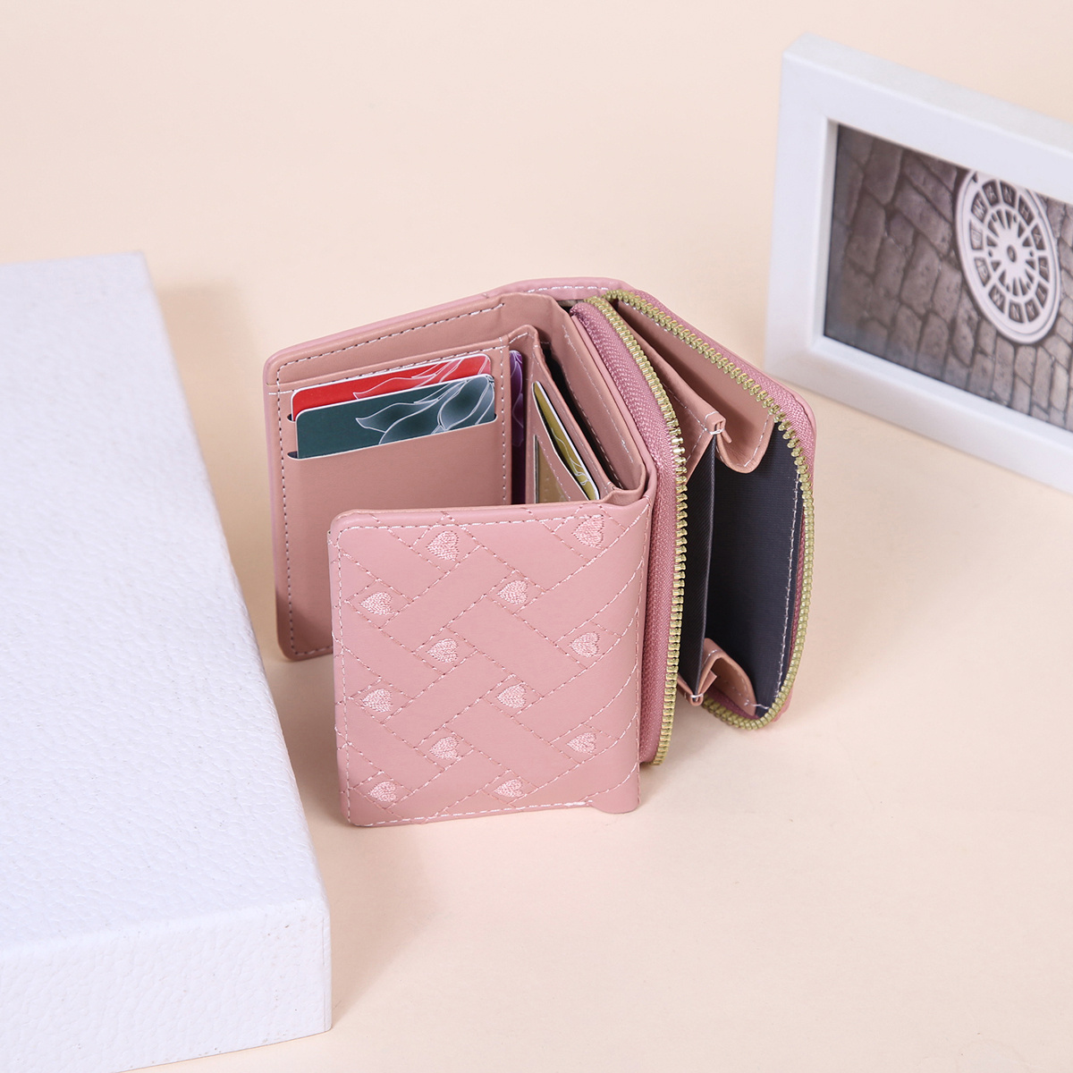 womens simple trifold purse zipper around clutch coin purse Temu