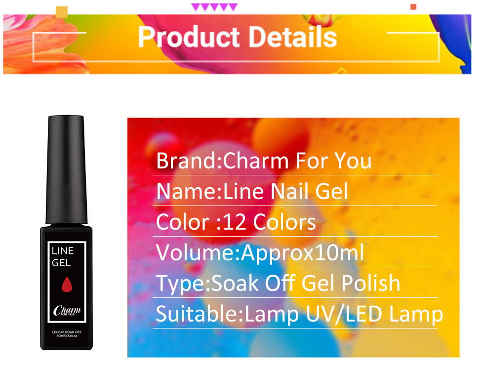 Painted Gel Polish Nail Art Gel Liner Set 12 Colors Red Temu