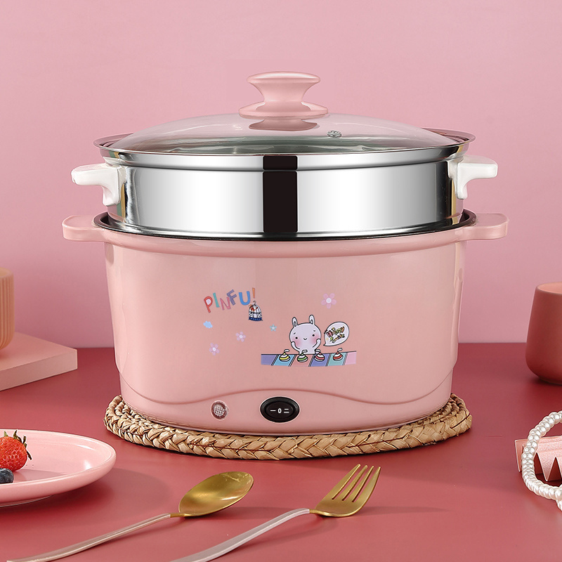  AILIWU Multi-Functional Non-Stick Electric Pot Rice Cooker  Frying Pan Electric Steamer(Pink) : Home & Kitchen