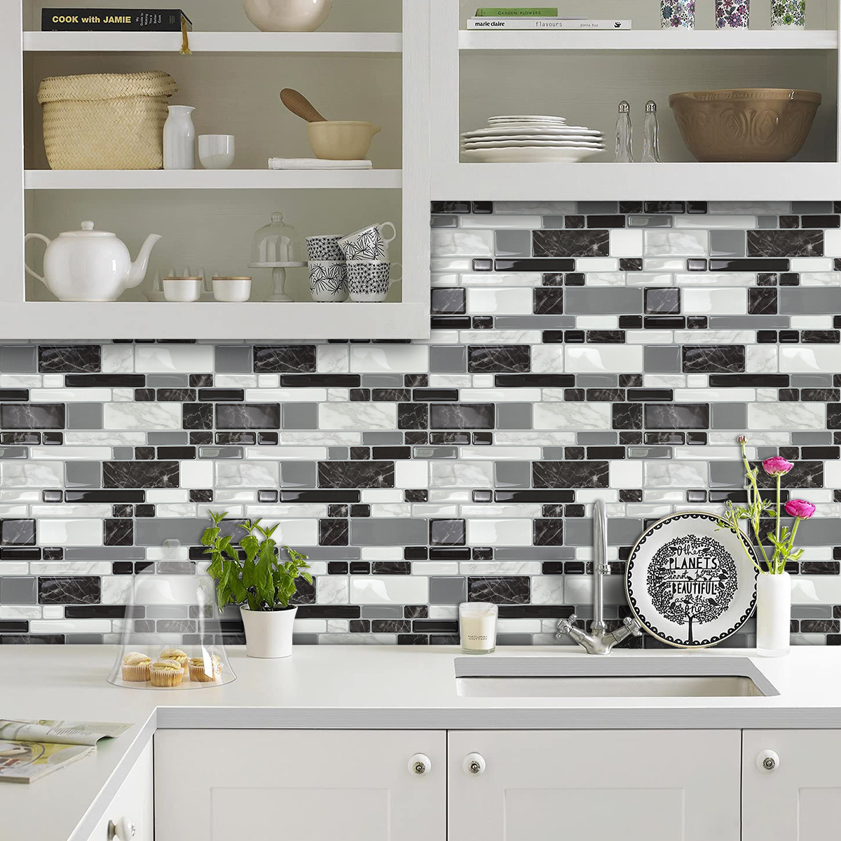 1 10pcs Peel And Stick Tile Backsplash Self Adhesive Kitchen Splashbacks 3d Peel And Stick Wall