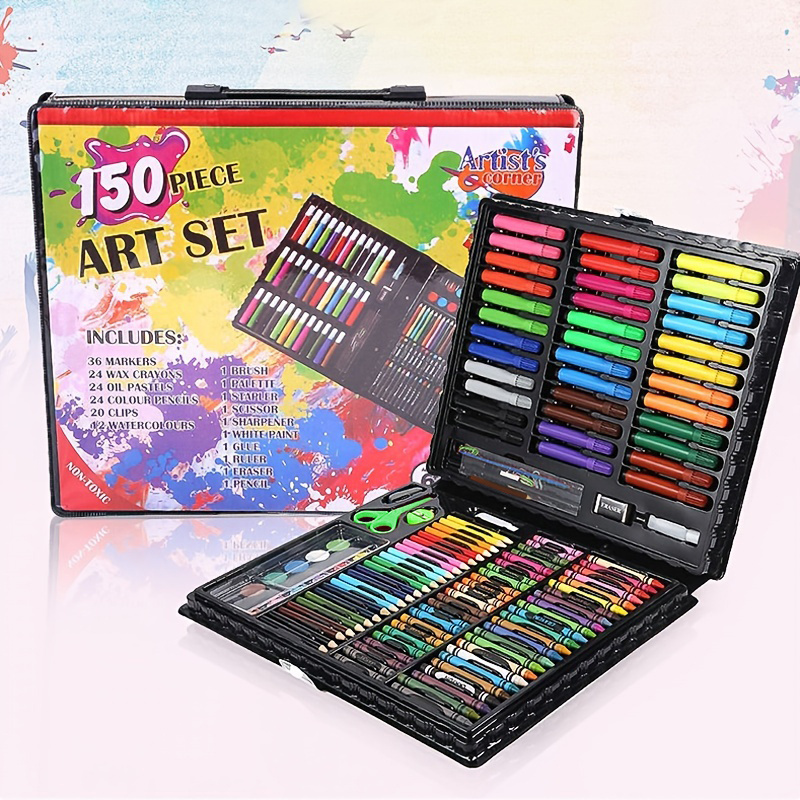 150 Pieces Kids Deluxe Artist Drawing & Painting Set,Art Supplies for Drawing Portable Plastic Case with Oil Pastels, Crayons, Colored Pencils