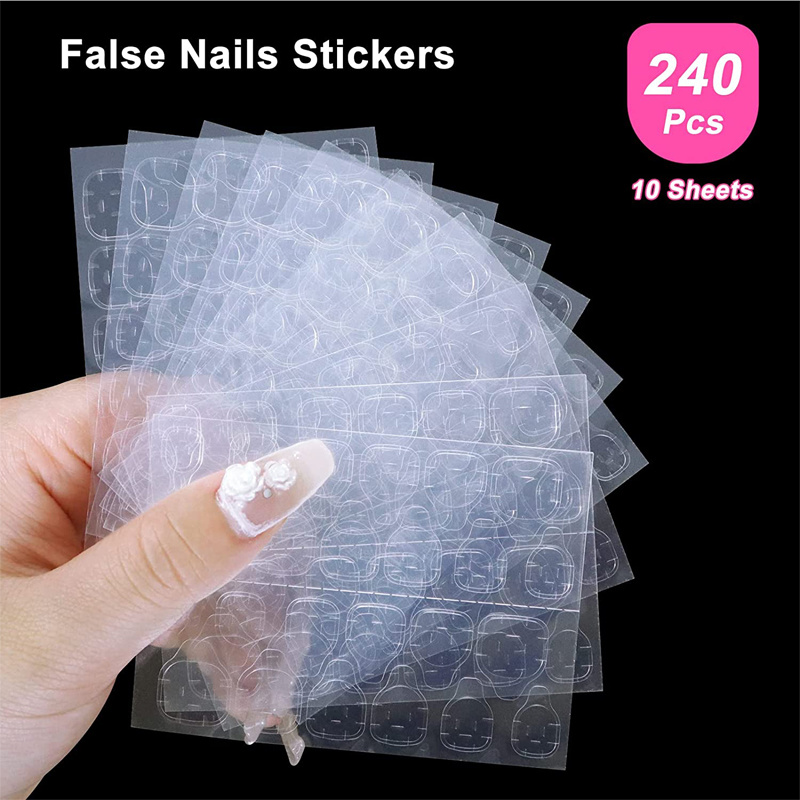 10 Sheets Nail Glue Sticker, 240pcs Double-Sided Nail Adhesive Stickers,  Thin Breathable And Waterproof Nail Jelly Sticker For Press On Nail Sticky  Ta