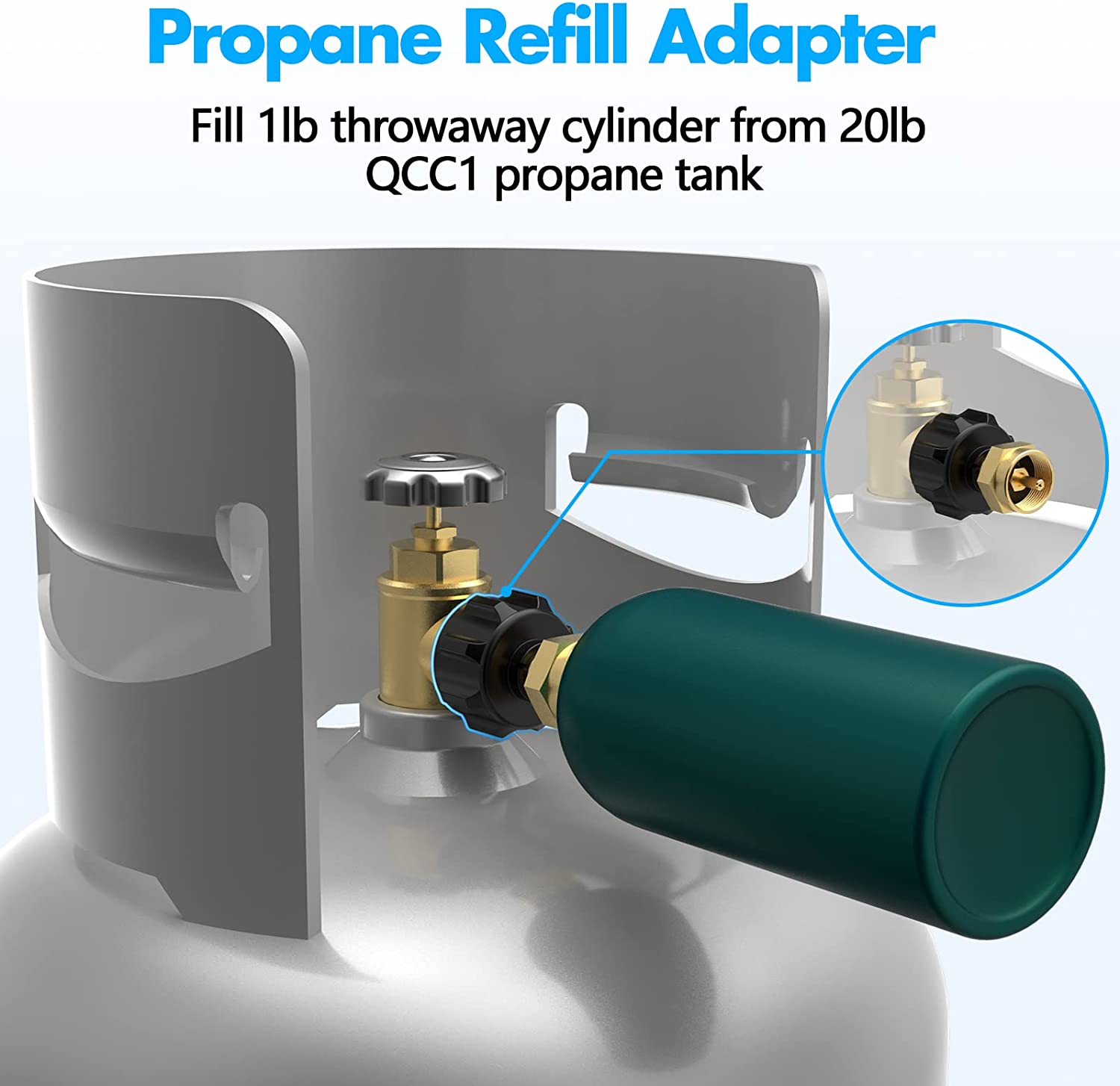 1pc Propane Refill Adapter 1 Lb Tanks Propane Adapter Fill 1lb 20lb Lp Gas  Cylinder Tank Coupler Fits Qcc1 Type1 Propane Tank 1 Lb Throwaway  Disposable Cylinder - Sports & Outdoors - Temu