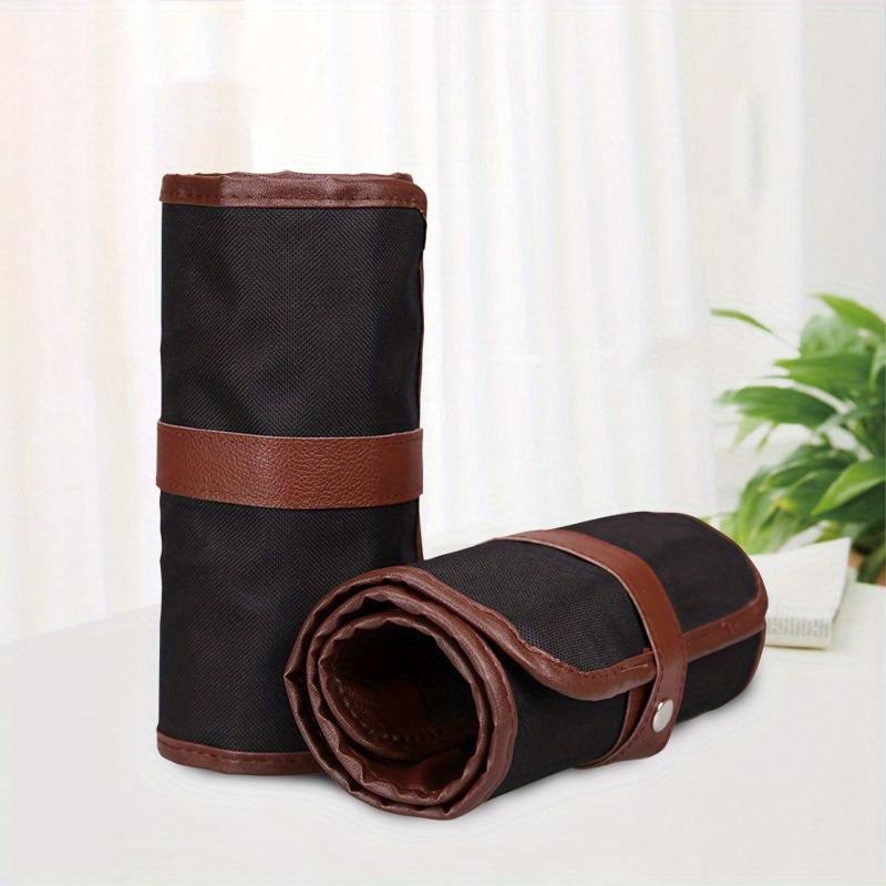Stylish Black Pencil Case Roll - 36/48 Holes - Perfect For Boys