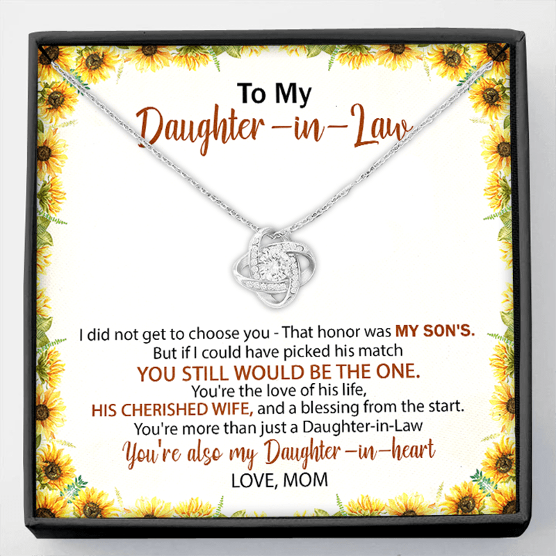 Love Knot Necklace to My Daughter-In-Law Wedding Gift, Jewelry, Jewels from Mother-in-Law Gift for Bride, Birthday Gift Gift for Daughter in Law