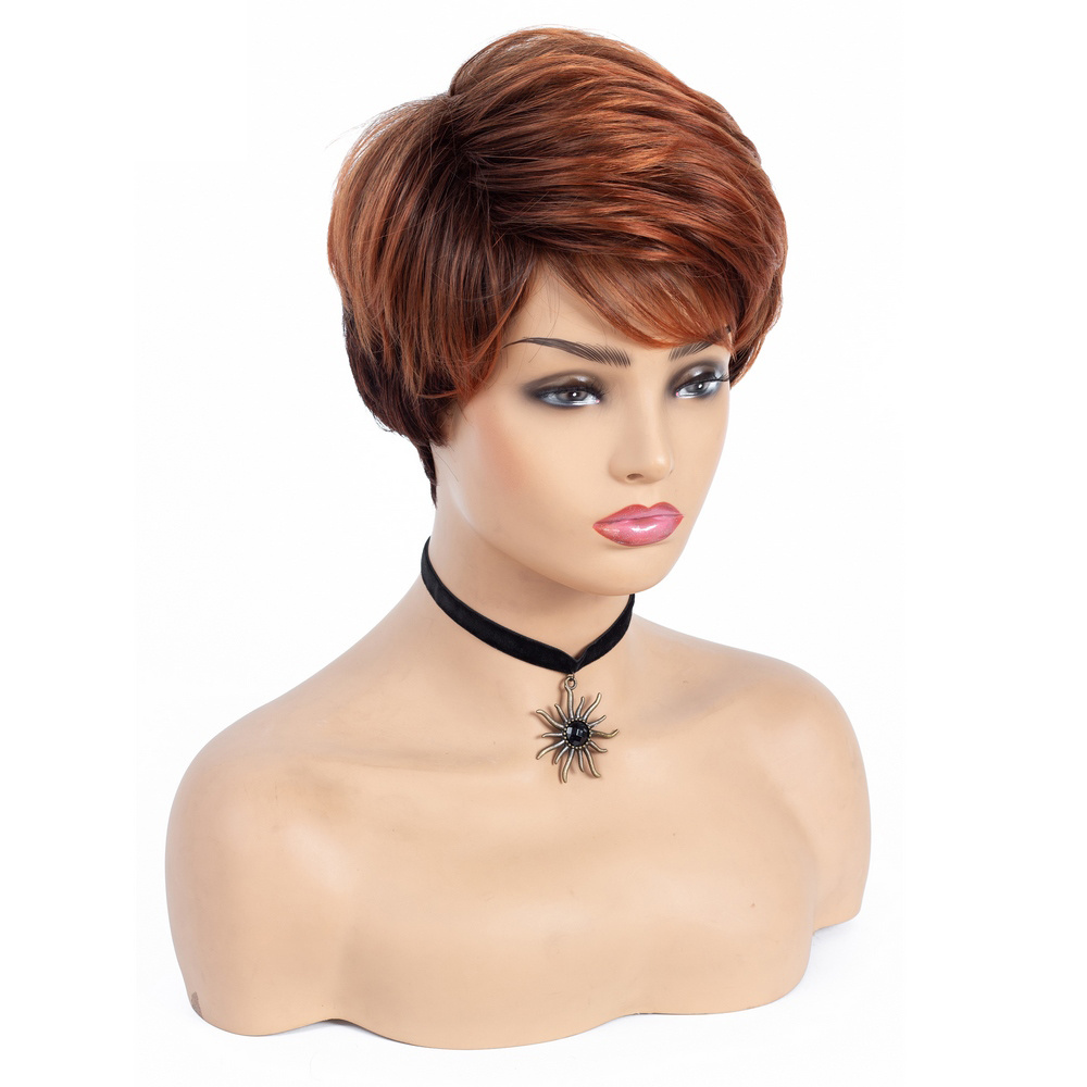 Short Pixie Cut Wig Bangs Women Natural Synthetic Wig Temu Australia