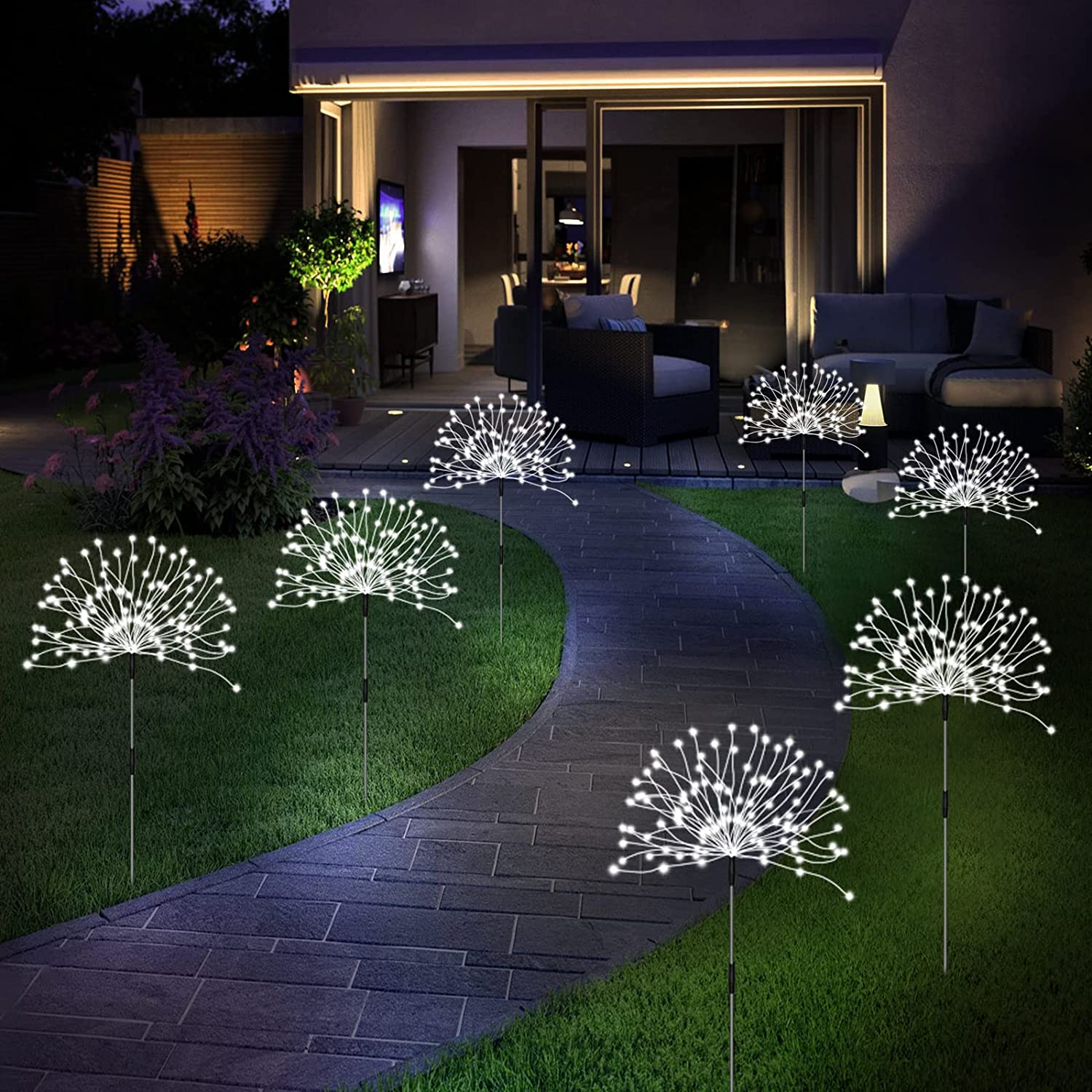  KTEBO Paquete de 2 luces solares de jardín de luciérnaga, luces  solares para exteriores, IP65, resistentes al viento y a la lluvia,  decoración de porche de patio delantero, decoración de patio