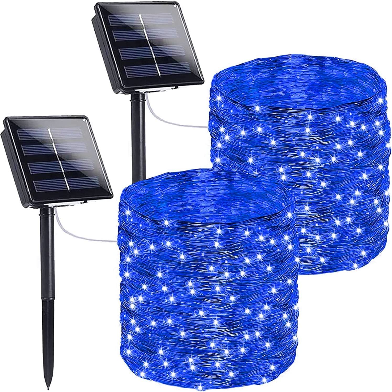 2 Piezas 100 Luces Led Cadena Alambre Cobre Solar Exteriores - Temu
