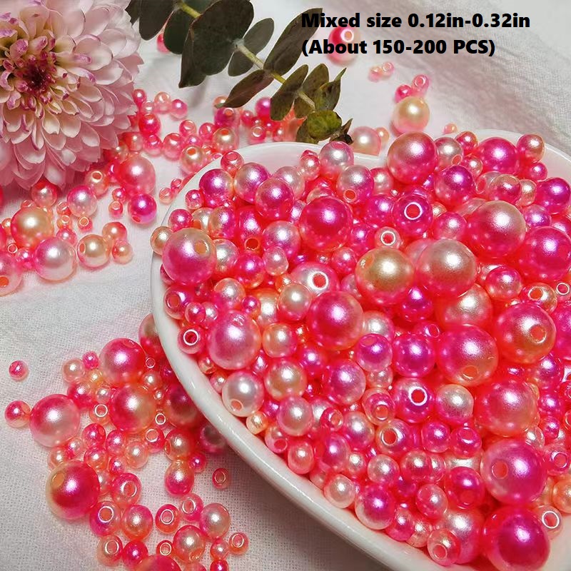 Feildoo Faux Pearl Beads, Gradient 6mm Pearl Craft Beads Pearls with Holes  for Bracelet Necklace Jewelry Making, Sewing Crafts, Decoration,Vase Filler