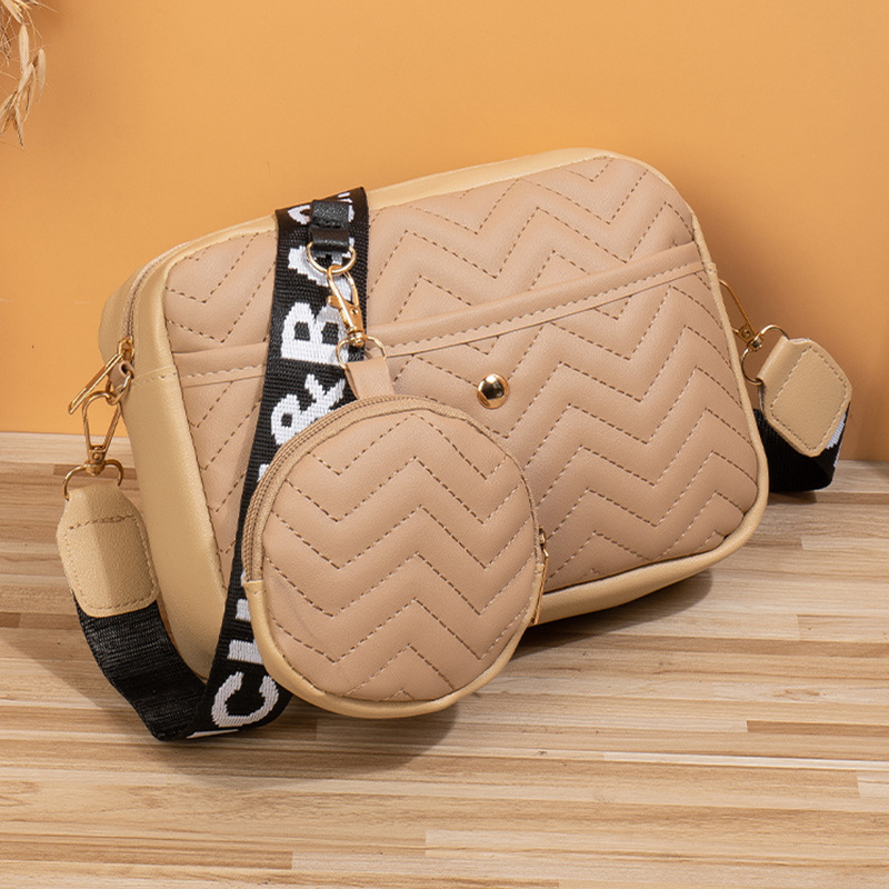 Choogee Quilted Small Crossbody Bag for Women with Coin Purse Pouch Multi Thick Strap Side Shoulder Handbag 3 in 1 Bags