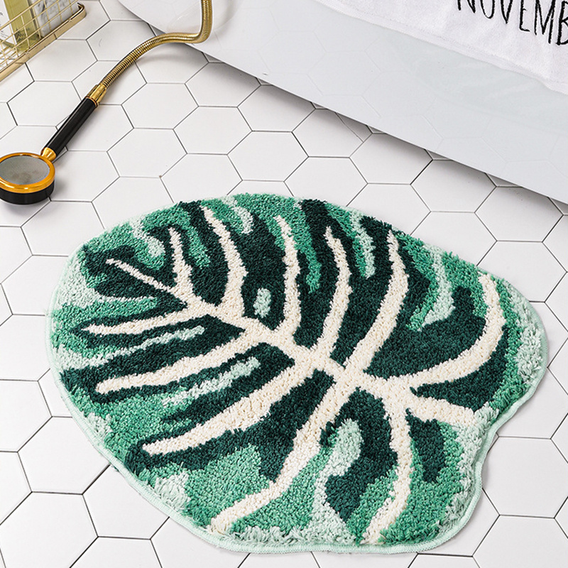 Ultra Soft Shaggy Monstera Leaf Bathroom Rug Non slip Temu