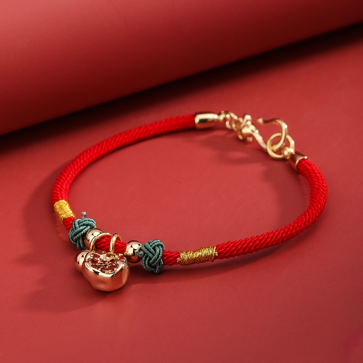18K Gold Red Bracelet 18K Gold Braided Red String Bracelet