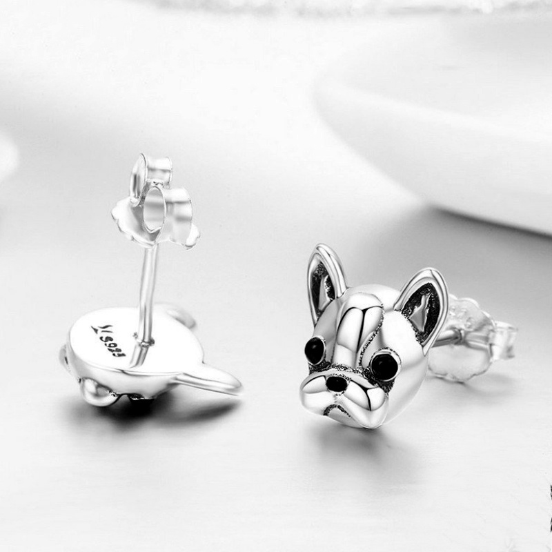 Boucles d'Oreilles Chien Mignon (Argent)