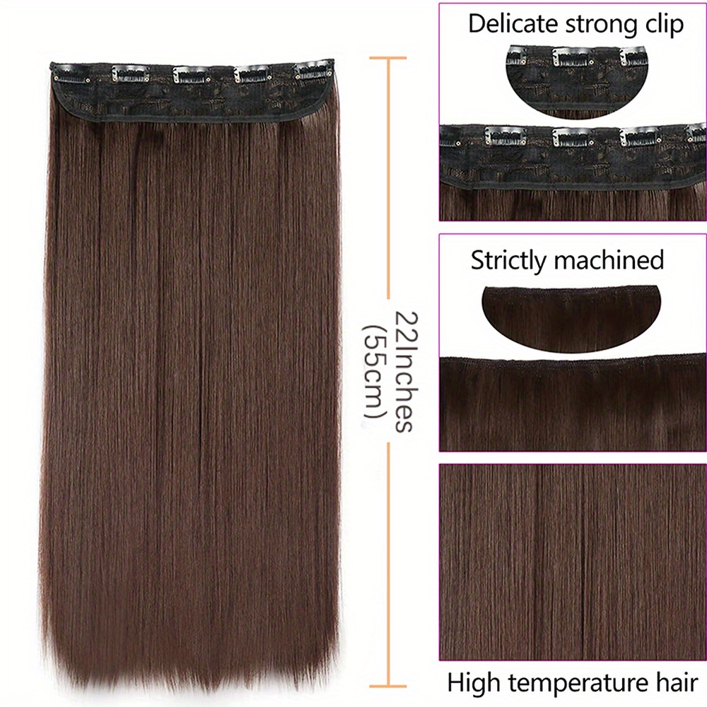 1 pc natural looking synthetic clip in hair extensions for women long straight hair pieces for daily   clips hair accessories halloween christmas details 2