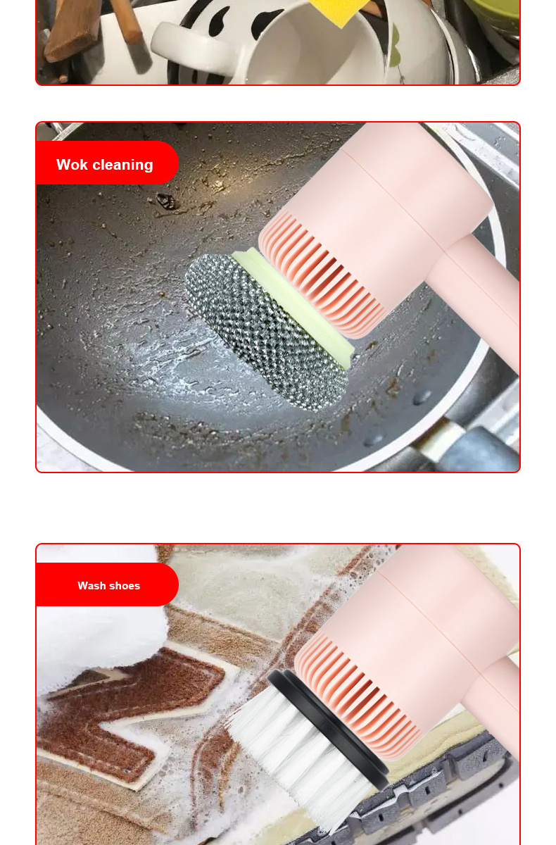 Cepillo de limpieza eléctrico para el hogar, inalámbrico, de mano, para  cocina, baño, baño, inodoro, fuerte, cepillo de lavado, tazón, lavado de  zapat