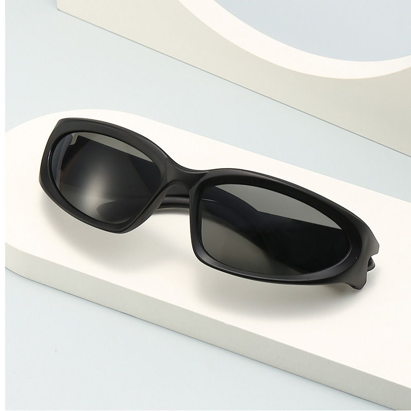 Retro Cyberpunk Wrap Around Sunglasses Y2k Silver Oval Rectangle Luxury  Brand Designer Sun Glasses 2000's Shades Eyewear UV400