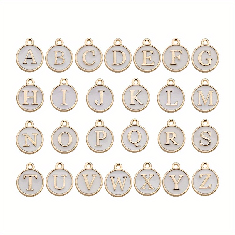 A-z Alphabet Letter Jewelry Making Charms Round Metal Alloy