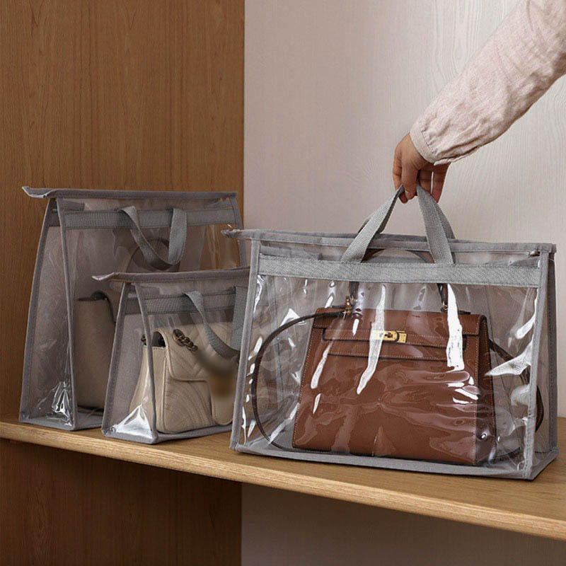 3pcs Folding Transparent Dust Bag Clear Purse Organizer Dustproof Handbag 