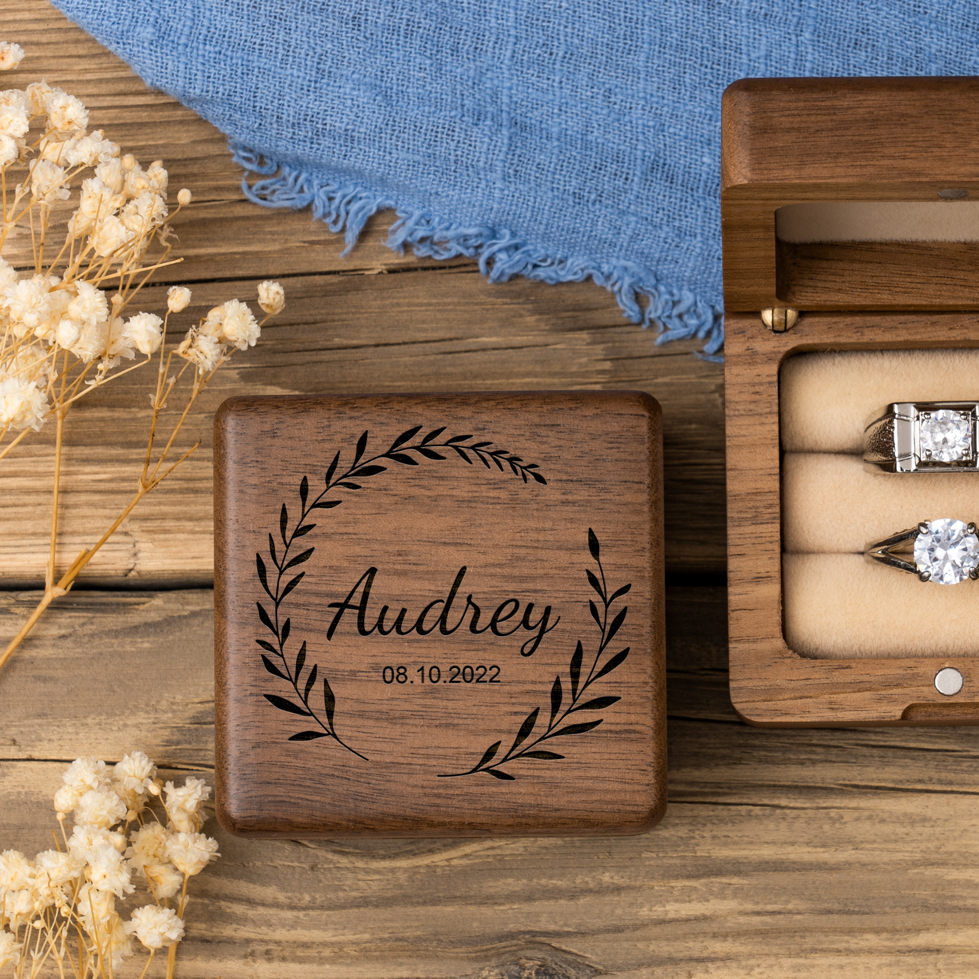 Custom Engraved Wooden Ring Box Vintage Wooden Wedding Ring - Temu