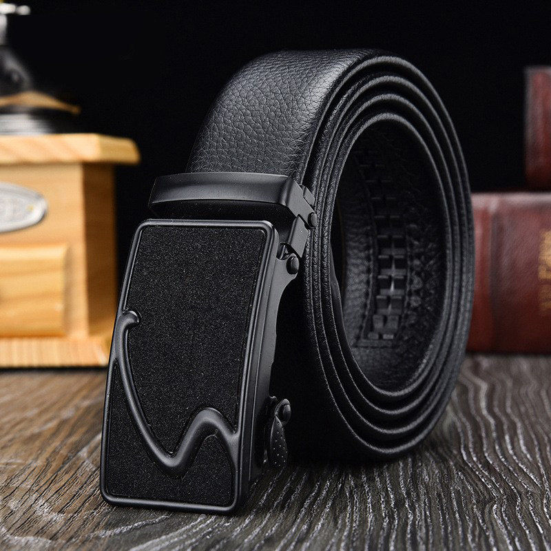 Men's Classic Fashion Automatic Buckle Design Leather Belt Business Belt