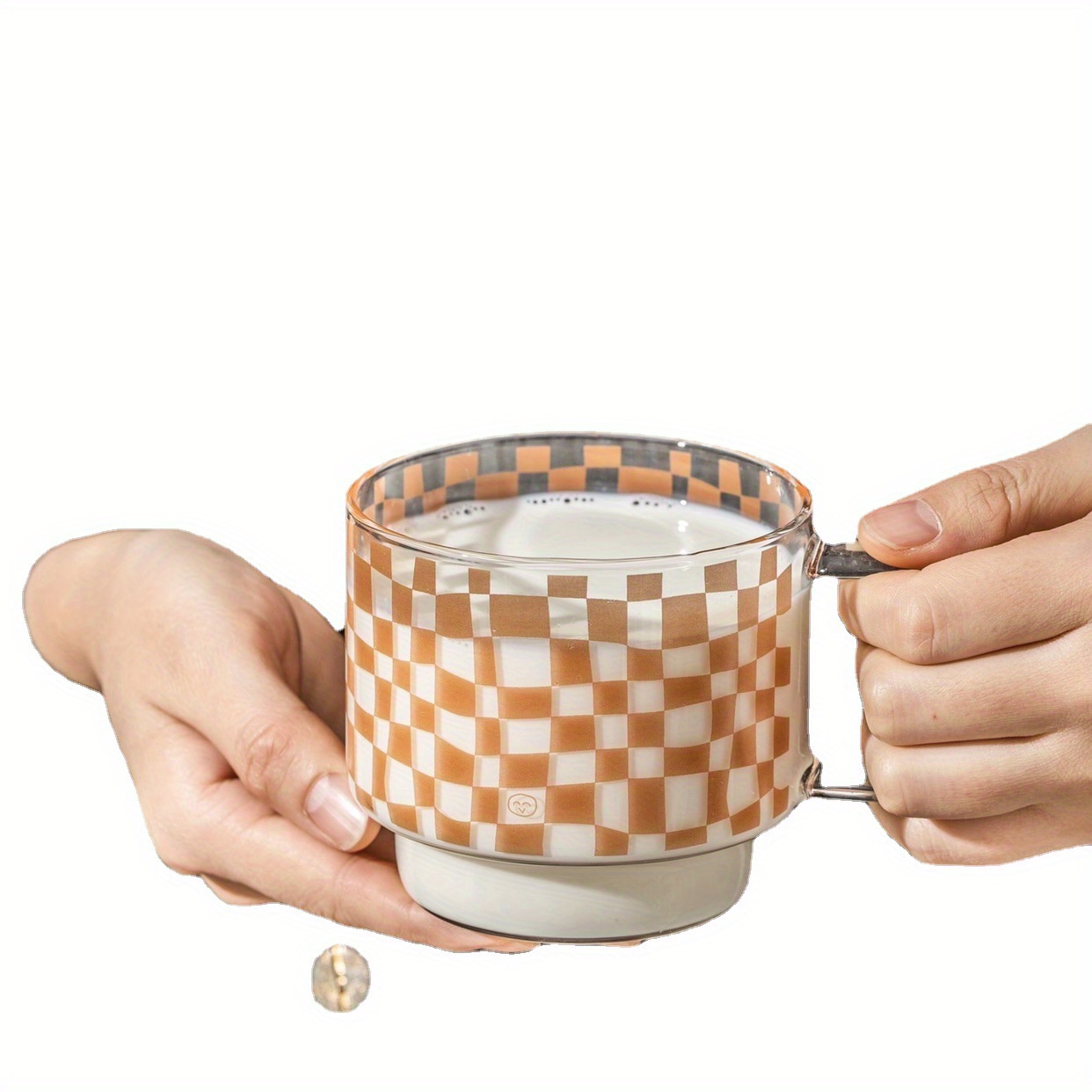 Retro Checkered Glass Cup