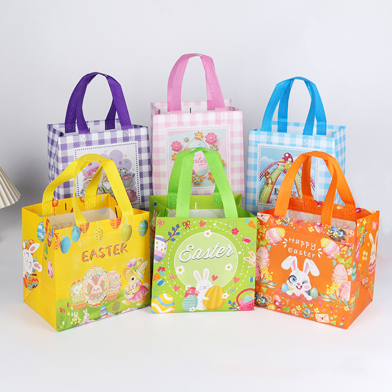Easter Themed Candy Bags Baskets Non-woven Fabric Handbag Portable