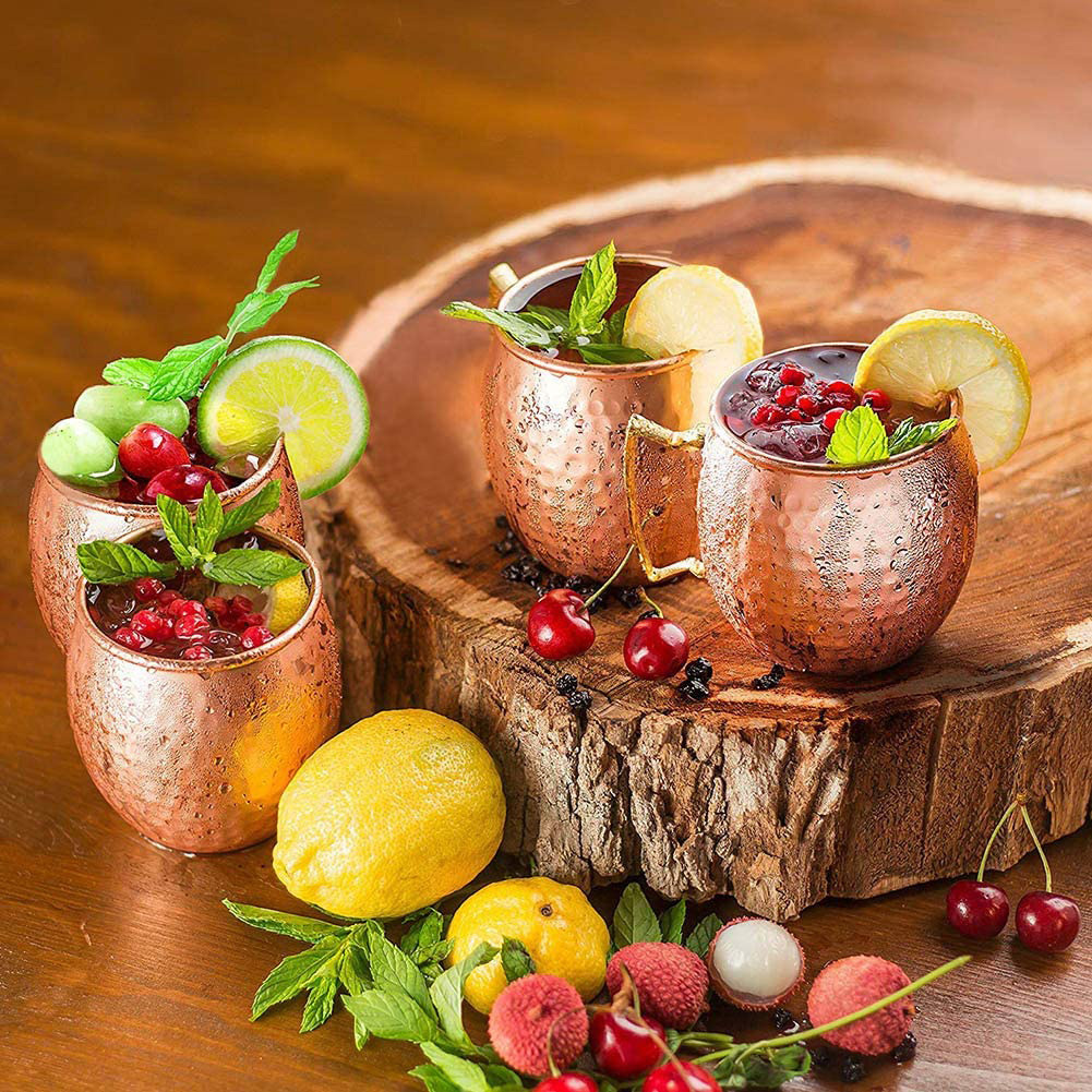 2/4pcs Mule Cup 16OZ, Moscow Mule Cup in acciaio inossidabile, tazza in  metallo placcato rame a punta di martello, bicchiere da cocktail per birra  da