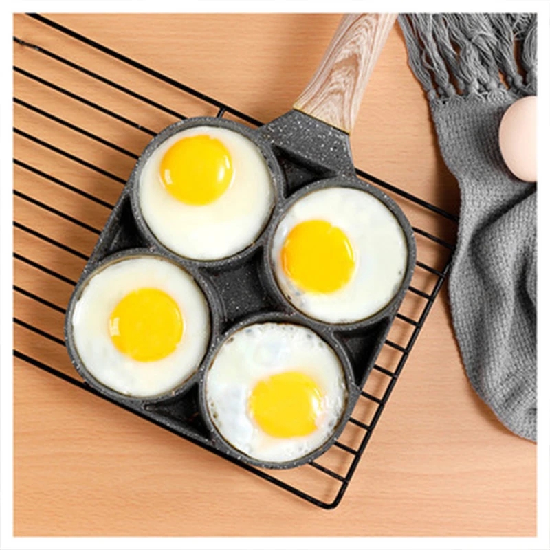 Egg Frying Pan, Nonstick Fried Egg Pan 3 Section Square Grill Pan Egg and  Bacon Pan Divided Frying Pan with Wood Handle for Gas Stove Induction -  Yahoo Shopping