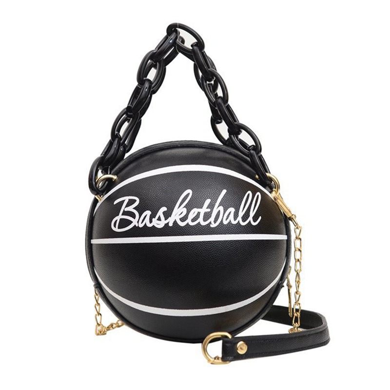 Mini Letter Graphic Basketball Shaped Satchel Bag Basketball Shaped  Crossbody Bag, Trendy Y2K Chain Shoulder Bag, Pu Top Handle Circle Purse