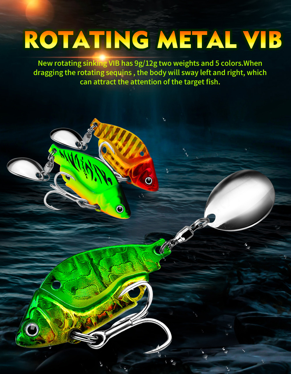 6pcs Metal Vib Blade Lure Fishing Lures 5g 7g 10g 12g 3D Eyes