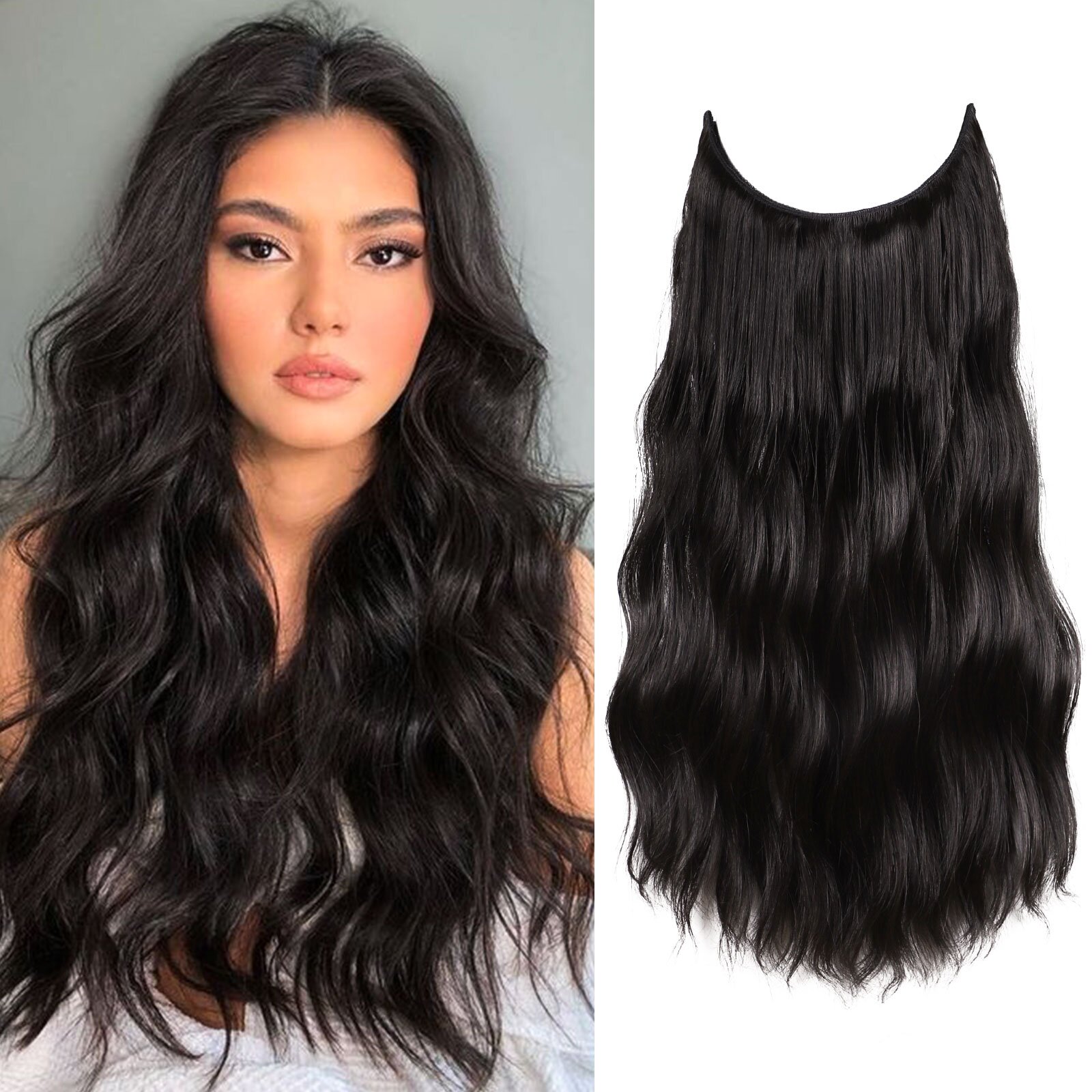 Invisible Wire Synthetic Hair Extensions Adjustable Long - Temu
