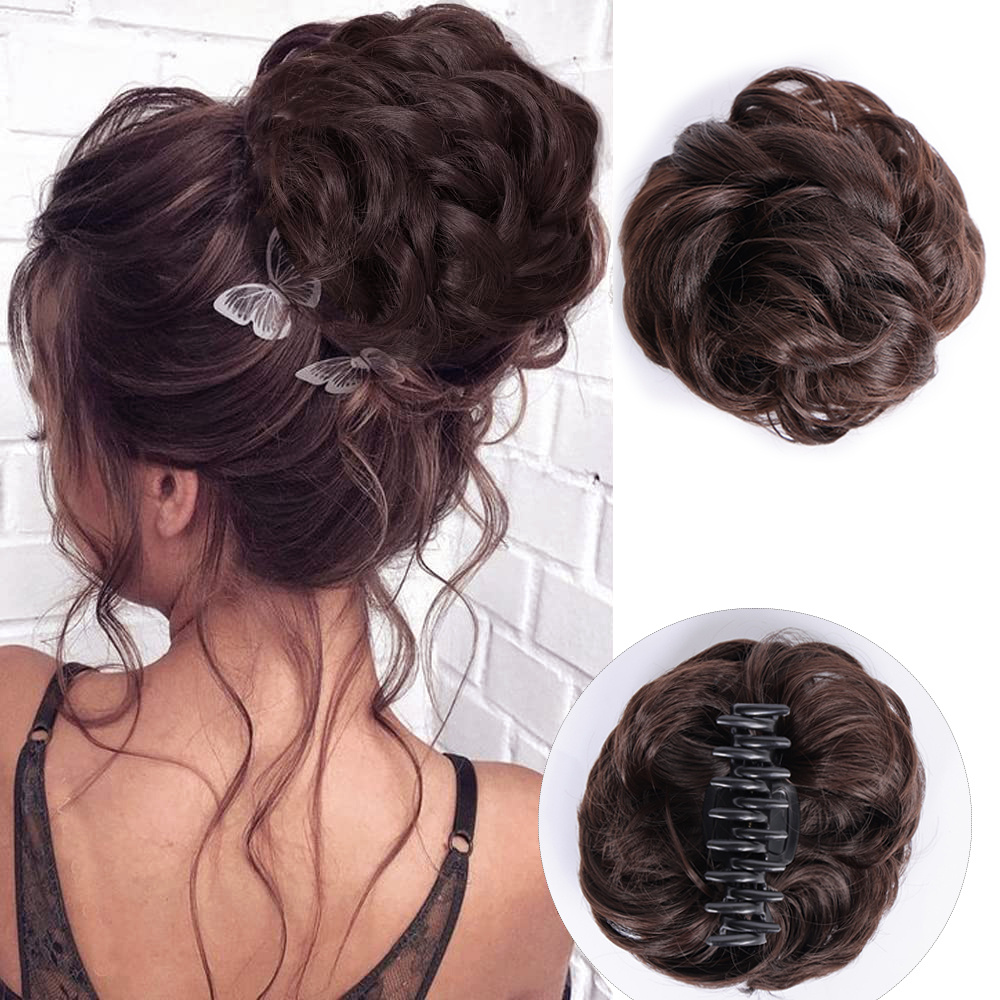 NEGJ Claws Clip In Messy Hair Bun Curly Clip In Claws Hairpieces