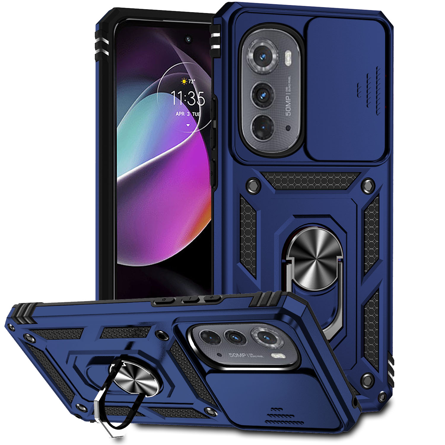 Para Motorola Moto G84 Funda de teléfono TPU de fibra de carbono con  textura cepillada (azul)