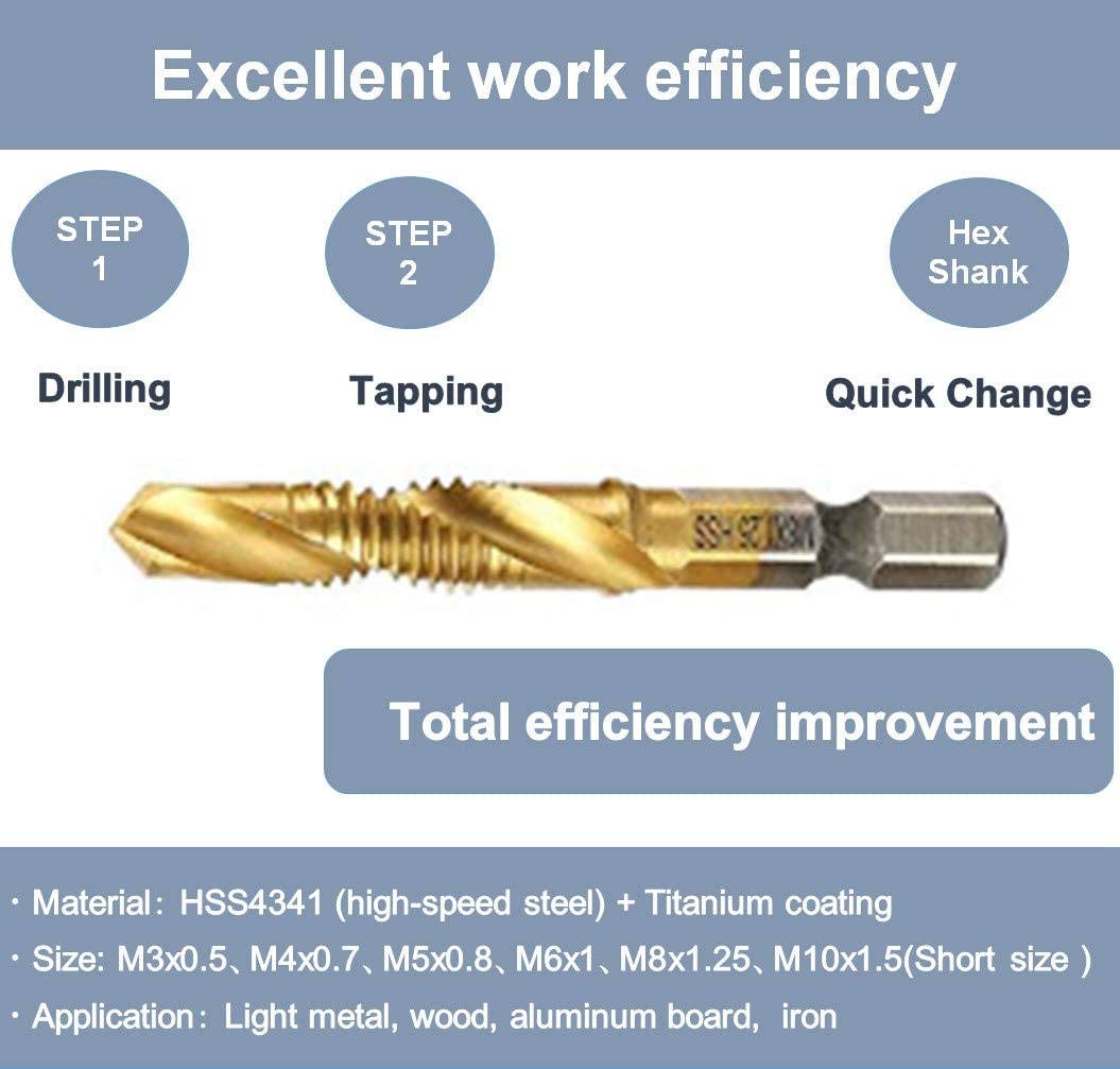 Titanium Combination Drill Tap Bits Set Hex Shank Hss Sae - Temu