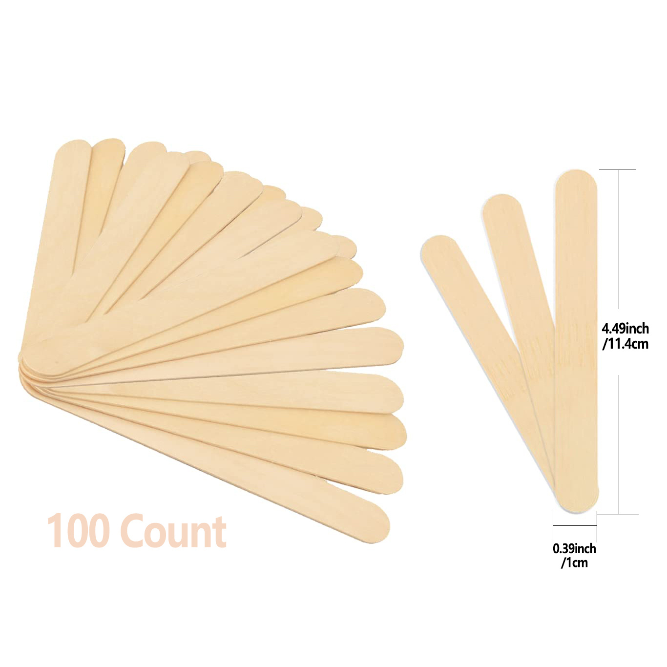 SelfTek 100 Pcs Wooden Wax Applicator Spatulas Sticks for Hair Removal and  Smooth Skin, Wax Popsicle Stick Eyebrow Waxing Sticks for Lip, Nose Wax