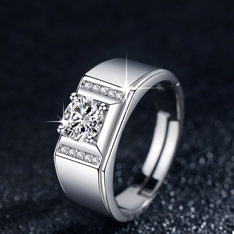 Moissanite,925 Sterling Silver Luxury Men's Ring Temu