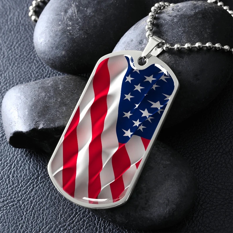 American Flag Carabiner Necklace