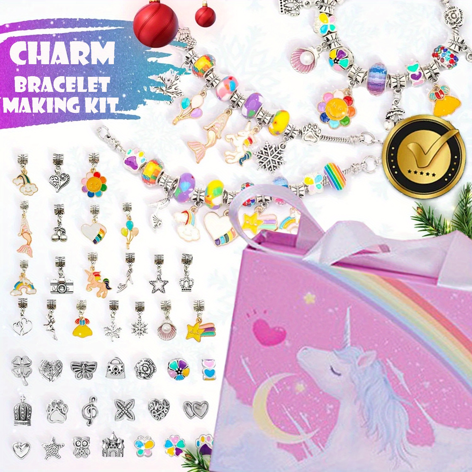 1 Set Multicolor DIY Charm Bracelet Making Kit, Jewelry Kit for