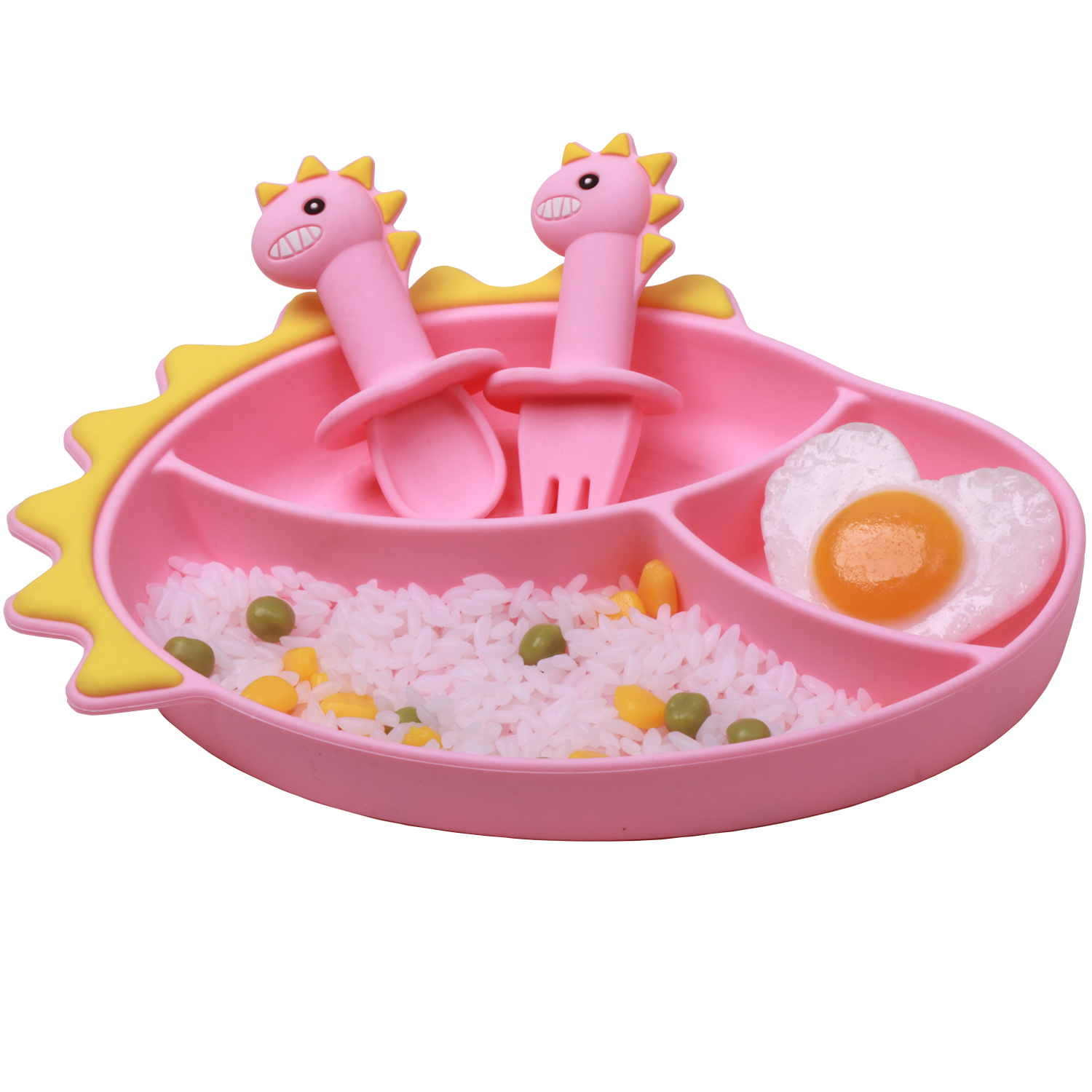 Matyz Baby Feeding Suction Warm Plate with Draining and Drying Design -  Stay Put Divided Plate for Kids - Including 1 Toddler Plate and 2 Spoons 