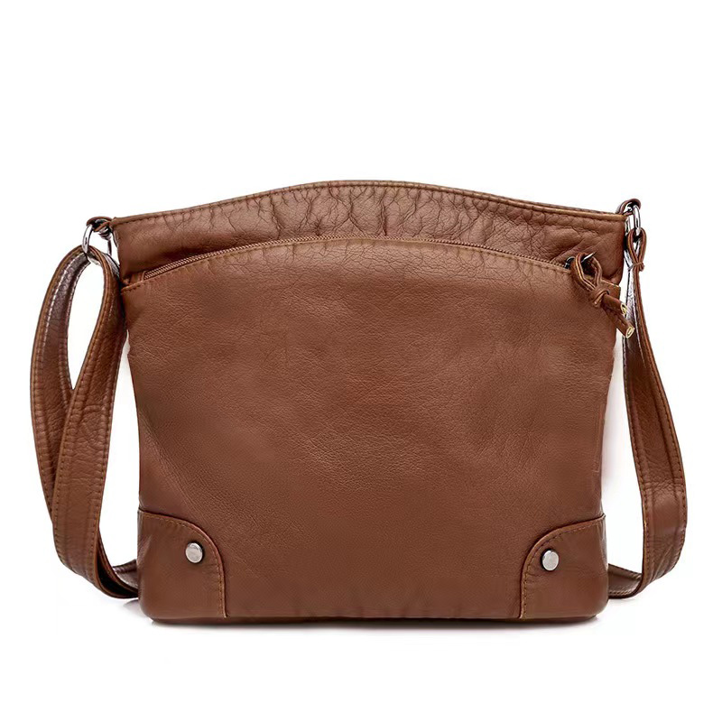 Studded Decor Shoulder Bag, Fashion Multi Zipper Purse, Women's Soft Leather  Crossbody Bag - Temu