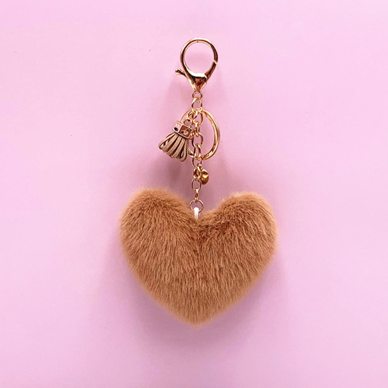 Fluffy Love Heart Pom Pom Keychain Pendant Cute Car Couple Keyring Ornament  Bag Purse Charm Accessories - Temu